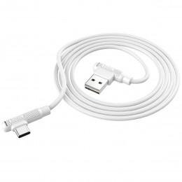 Угловой зарядный кабель для Samsung, Xiaomi USB Type-C HOCO X46 Pleasure белый
